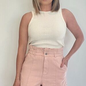 White Ribbed Tank Top